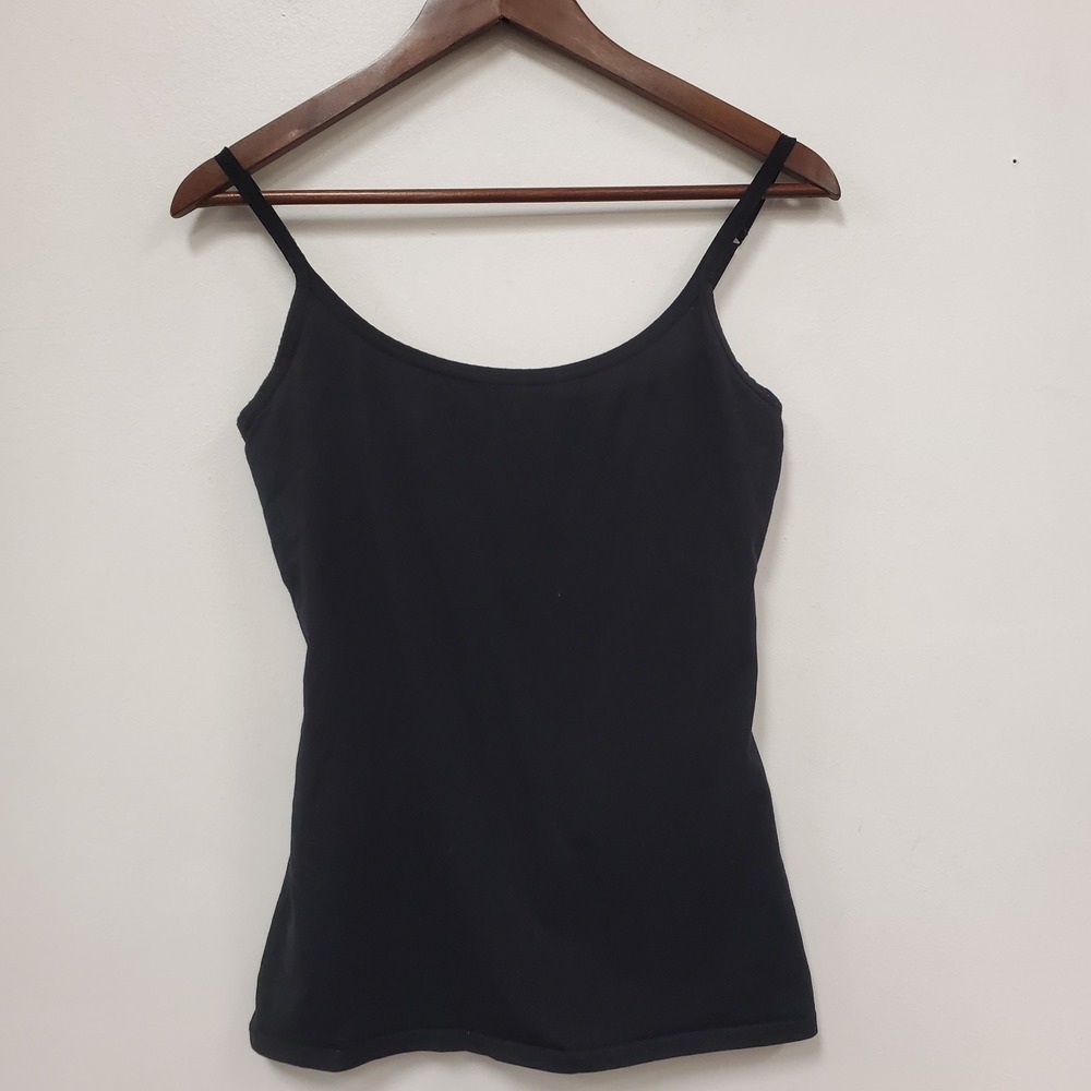 Pact Womens Organic Cotton Shelf Bra Tank Top Size M Black Scoop Neck Stretch